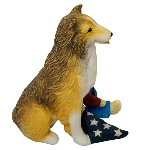Vintage Sarah’s Attic American Flag Purple Heart Patriotic Brown Bear Figurine - Picture 4 of 11